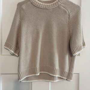 Women’s Cream Short-Sleeve Knit Sweater